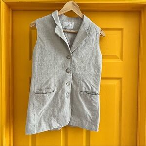 Vintage Cream Linen Button-Up Vest